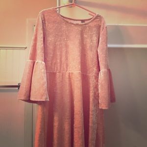 Pink crushed velvet girl’s dress